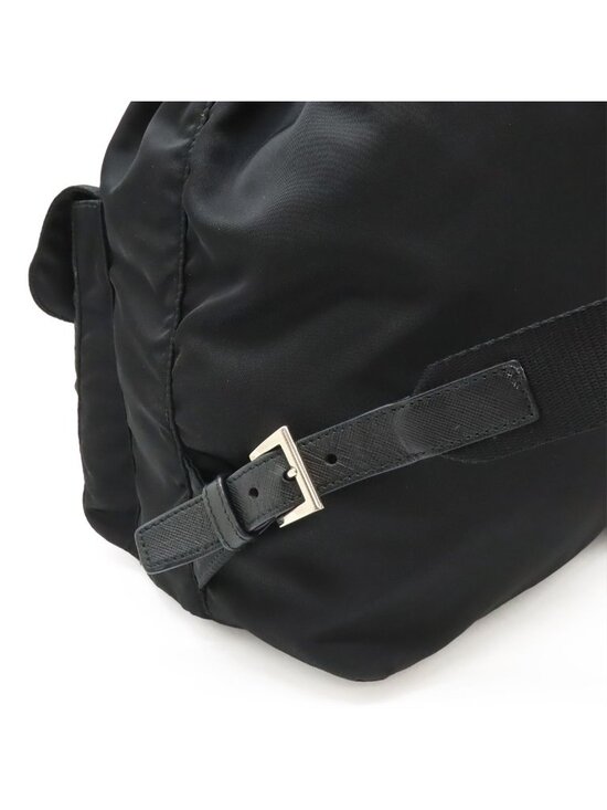 Prada Triangle Logo Backpack Nylon Leather Nero Black Silver main image 4